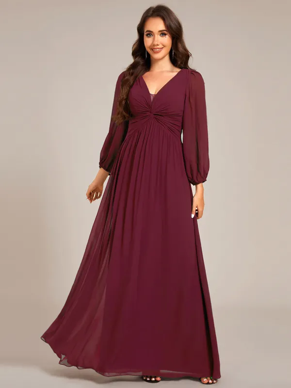 ever TRU|Graceful Chiffon A-Line Pleated Long Sleeves Formal Evening Dress sold by Ever Pretty