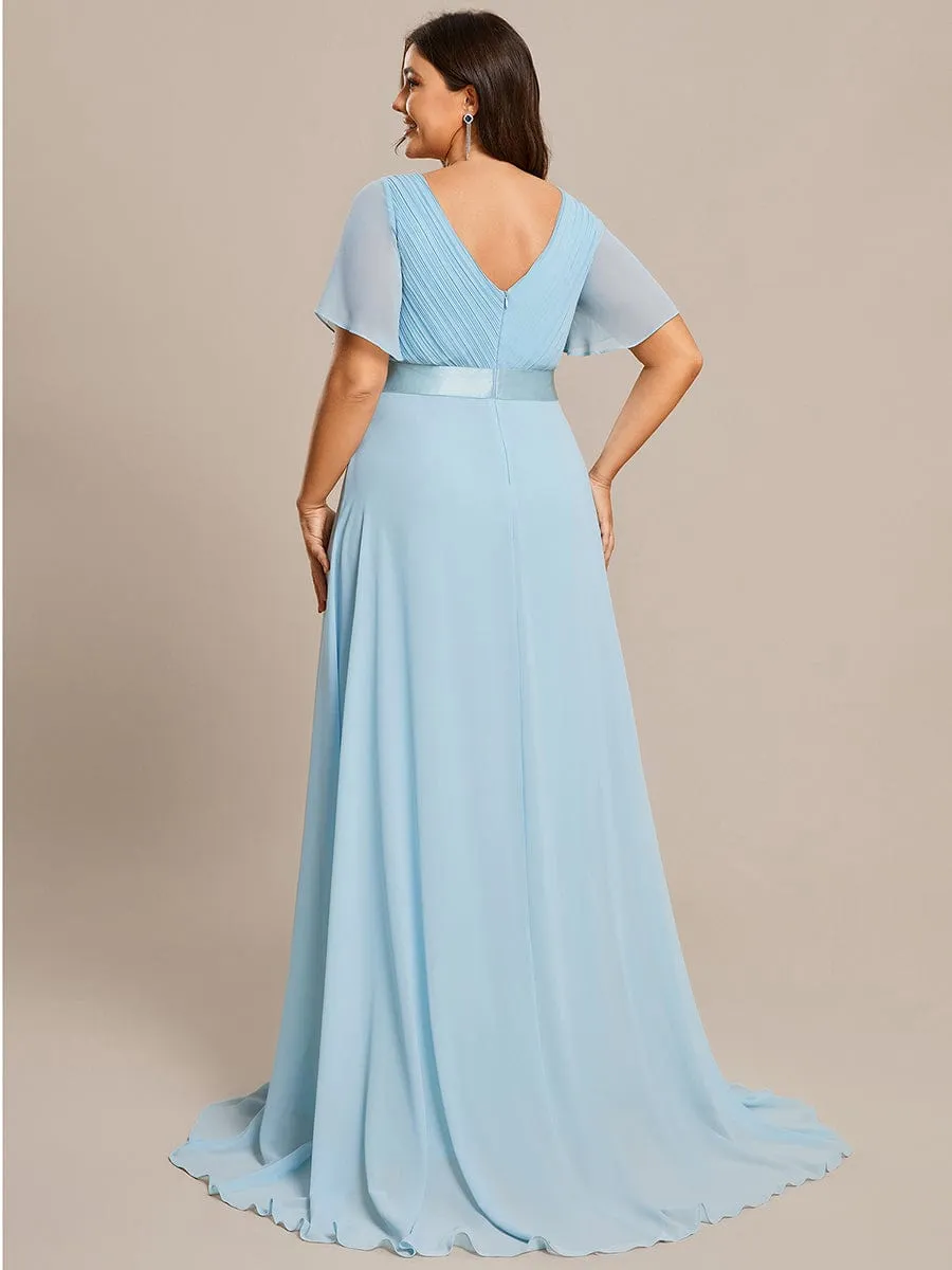 pretty MONICA|Plus Size Empire Waist V Back Bridesmaid Dress with Short Sleeves sold by Ever Pretty product image thumbnail 2