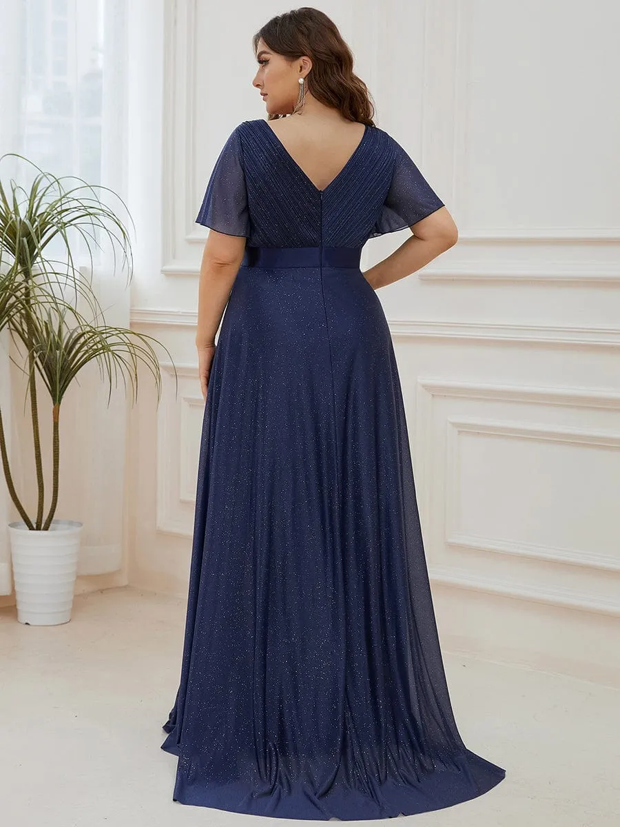 ever LIORÉ|Custom Size V Neck Ribbon Waist Formal Evening Dress With Sleeves sold by Ever Pretty product image thumbnail 2