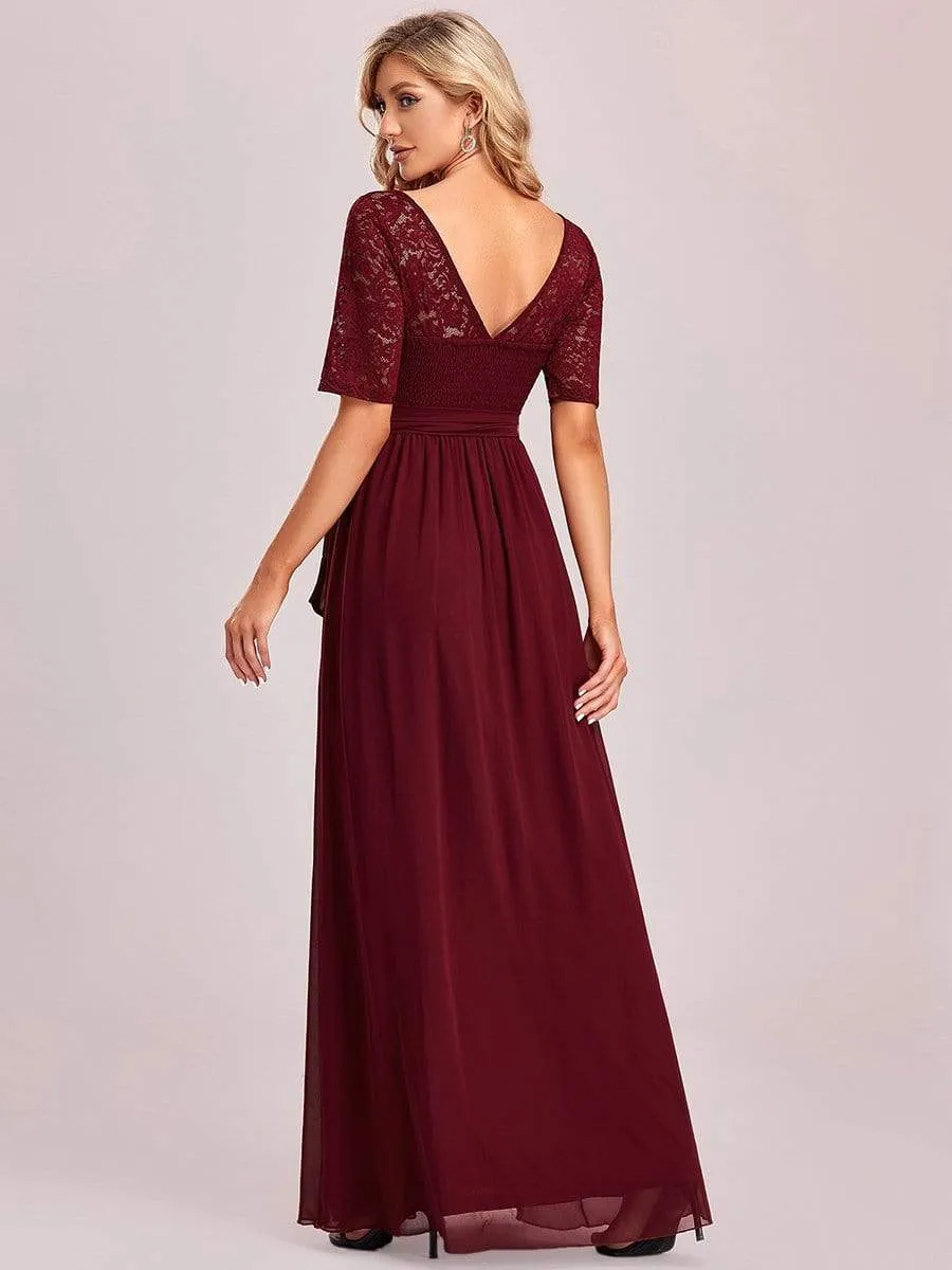 Elegant Lace Bodice Chiffon Maxi Evening Dress with Belt sold by Ever Pretty product image thumbnail 4