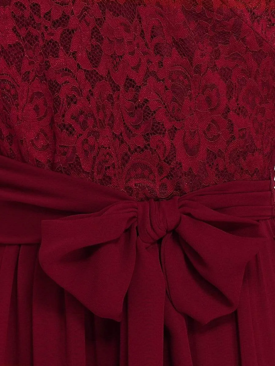 Elegant Lace Bodice Chiffon Maxi Evening Dress with Belt sold by Ever Pretty product image thumbnail 5