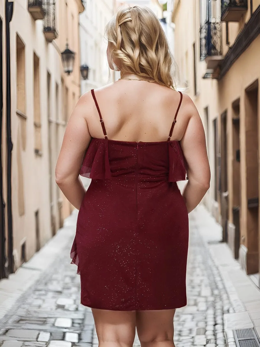 Glitter A-Line Pleated Spaghetti Strap Short Homecoming Dress sold by Ever Pretty product image thumbnail 4