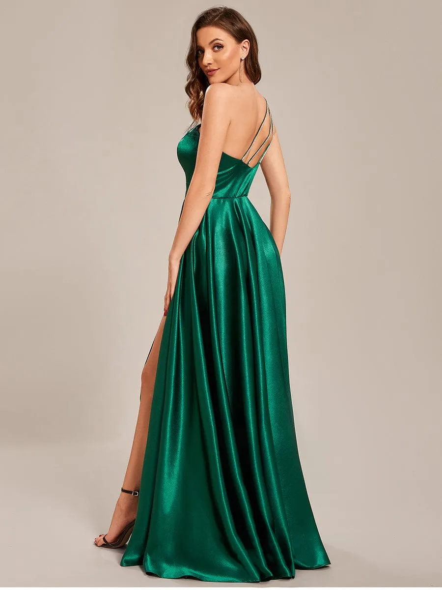 Custom Size One Shoulder Long Satin A Line Prom Dress sold by Ever Pretty product image thumbnail 3