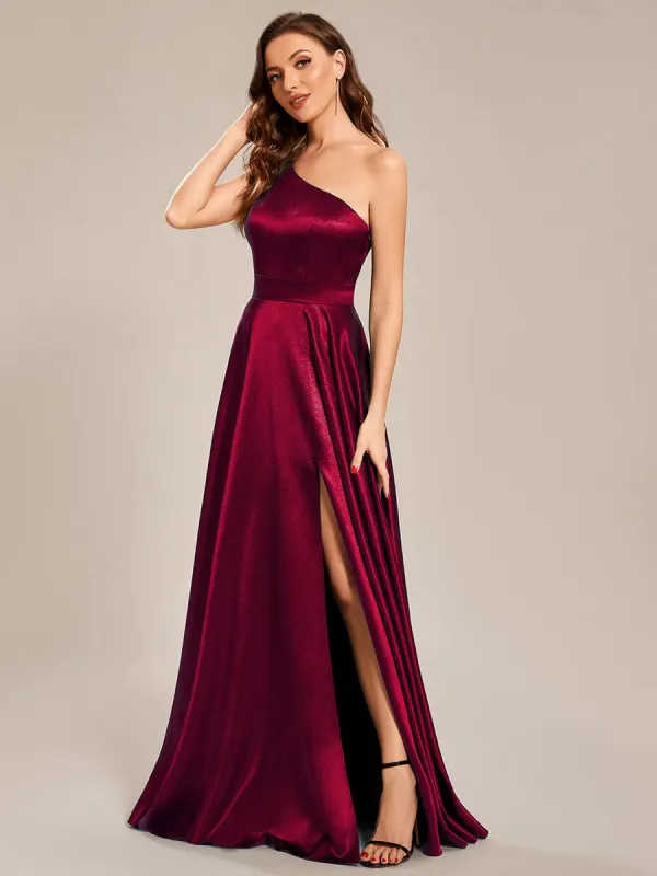 Custom Size One Shoulder Long Satin A Line Prom Dress sold by Ever Pretty