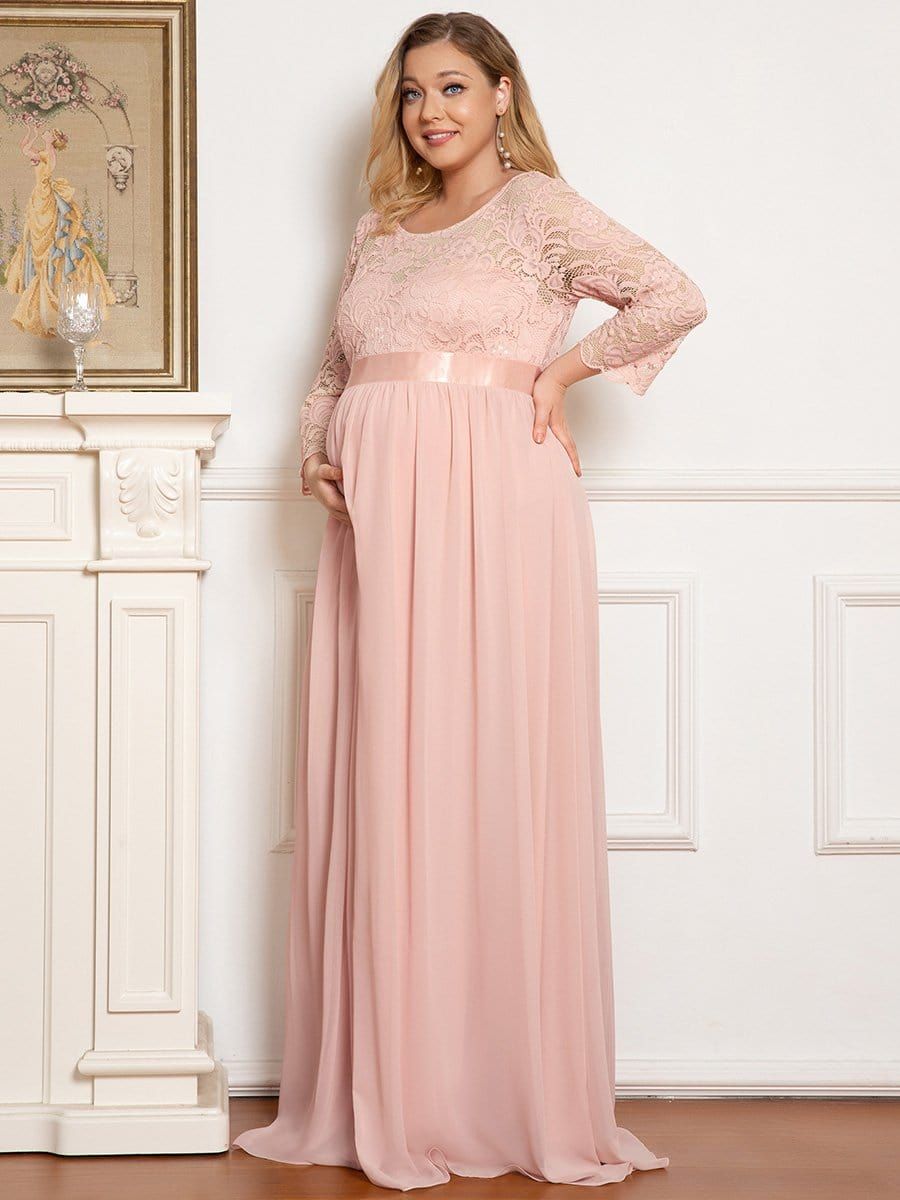 Plus Size Sweetheart 3/4 Sleeve Floor-Length Lace Maternity Dress sold by Ever Pretty product image thumbnail 21