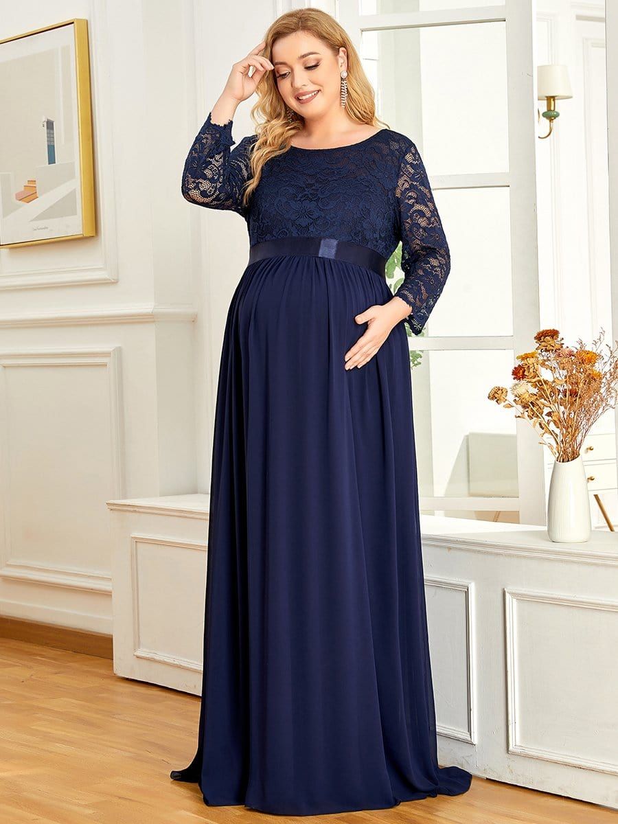 Plus Size Sweetheart 3/4 Sleeve Floor-Length Lace Maternity Dress sold by Ever Pretty product image thumbnail 20