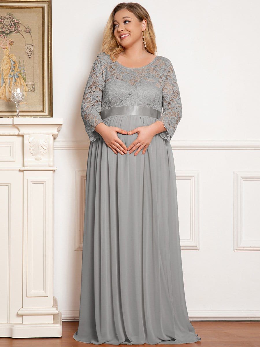 Plus Size Sweetheart 3/4 Sleeve Floor-Length Lace Maternity Dress sold by Ever Pretty product image thumbnail 11