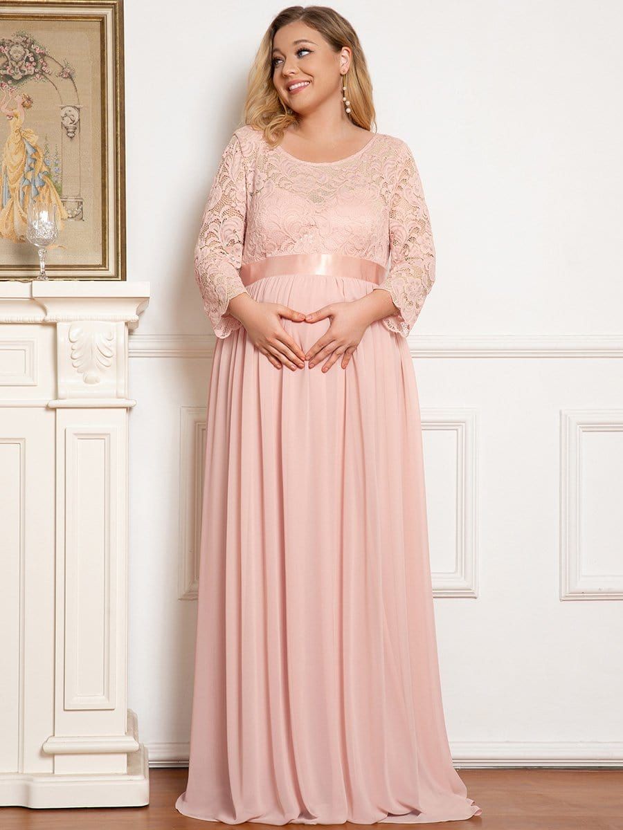 Plus Size Sweetheart 3/4 Sleeve Floor-Length Lace Maternity Dress sold by Ever Pretty product image thumbnail 22