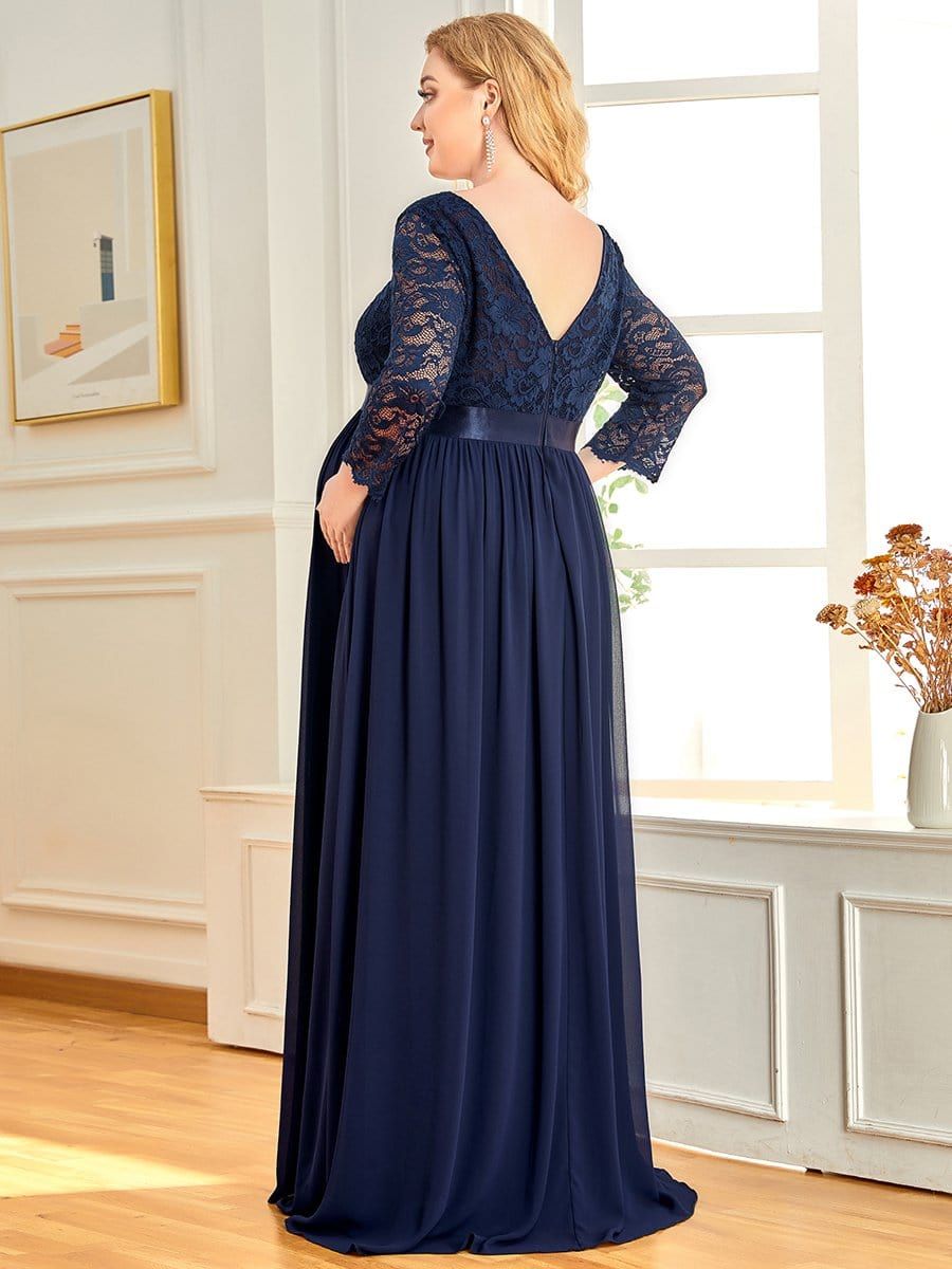 Plus Size Sweetheart 3/4 Sleeve Floor-Length Lace Maternity Dress sold by Ever Pretty product image thumbnail 18