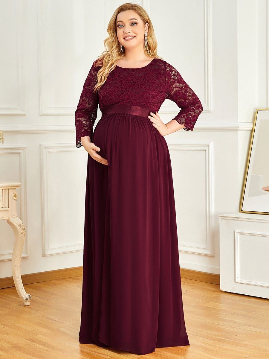 Plus Size Sweetheart 3/4 Sleeve Floor-Length Lace Maternity Dress sold by Ever Pretty product image thumbnail 15