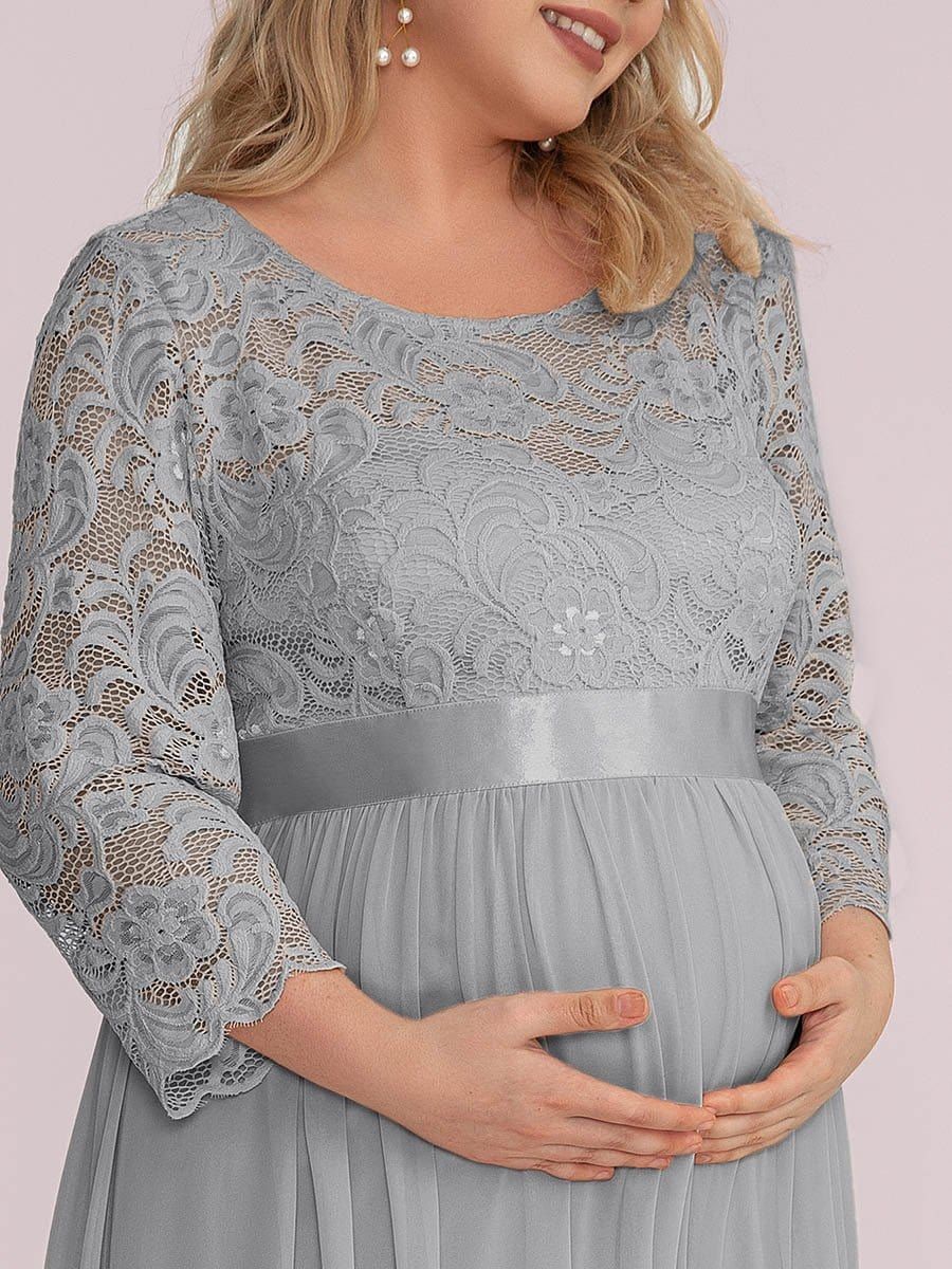 Plus Size Sweetheart 3/4 Sleeve Floor-Length Lace Maternity Dress sold by Ever Pretty product image thumbnail 12