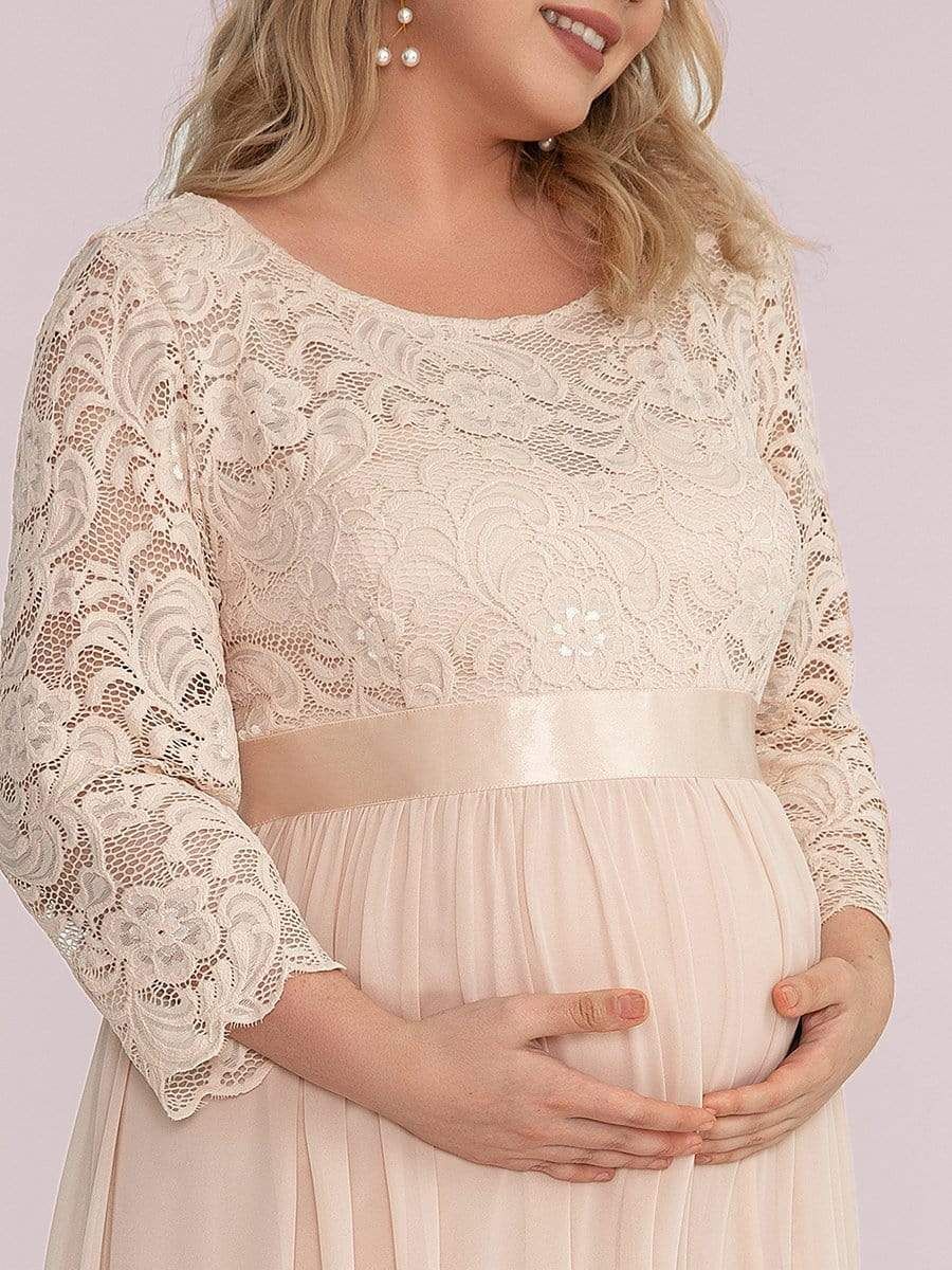 Plus Size Sweetheart 3/4 Sleeve Floor-Length Lace Maternity Dress sold by Ever Pretty product image thumbnail 6