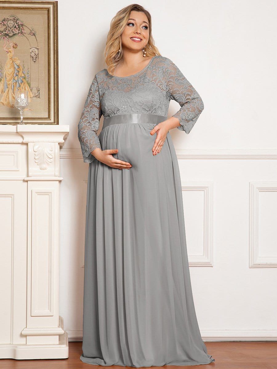 Plus Size Sweetheart 3/4 Sleeve Floor-Length Lace Maternity Dress sold by Ever Pretty product image thumbnail 3