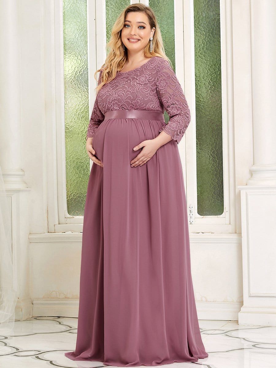 Plus Size Sweetheart 3/4 Sleeve Floor-Length Lace Maternity Dress sold by Ever Pretty product image thumbnail 26