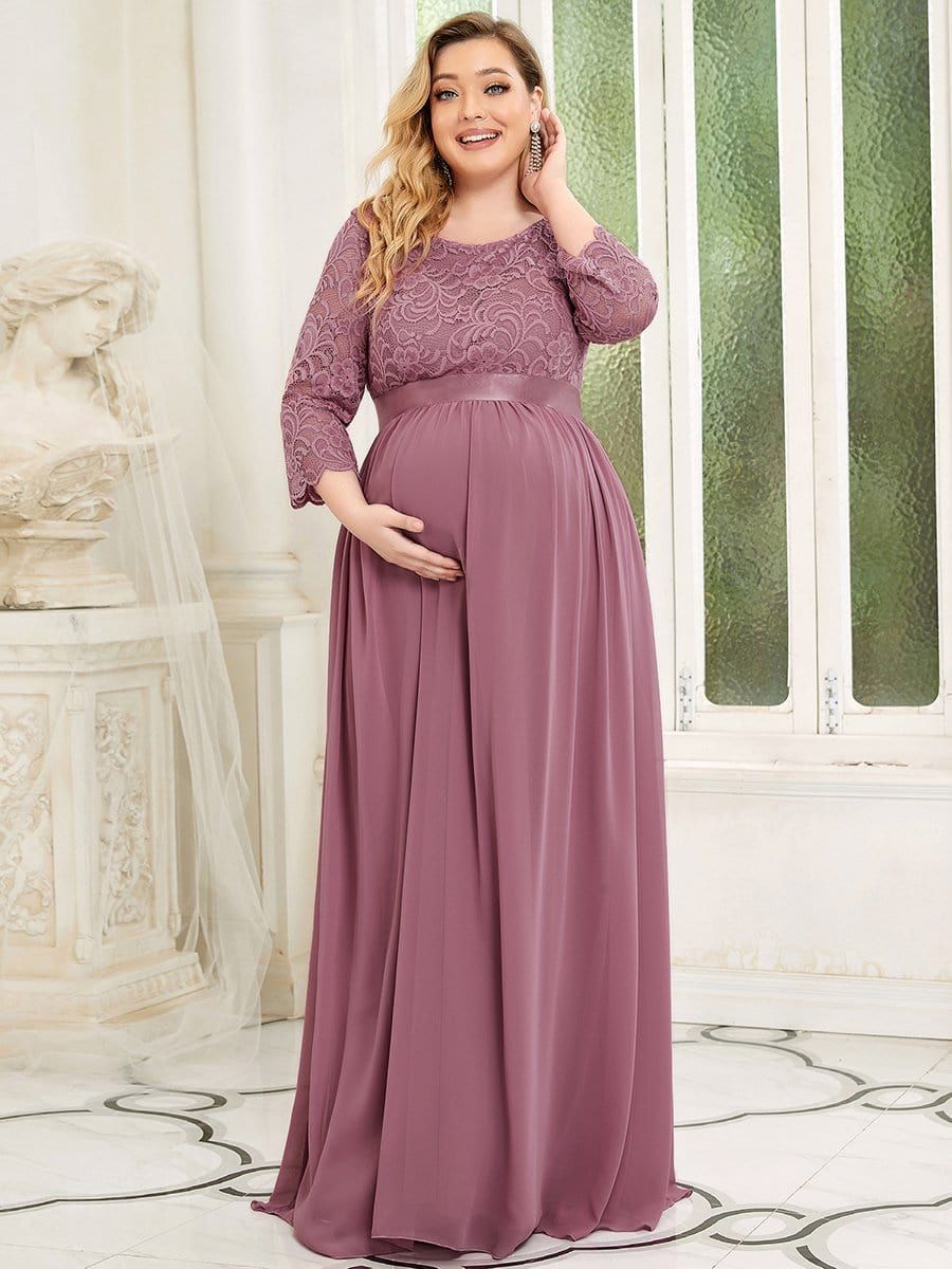 Plus Size Sweetheart 3/4 Sleeve Floor-Length Lace Maternity Dress sold by Ever Pretty product image thumbnail 23