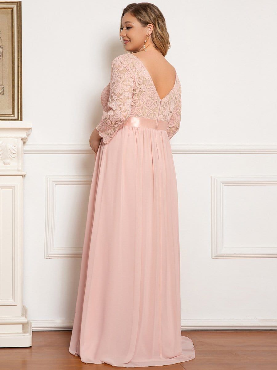 Plus Size Sweetheart 3/4 Sleeve Floor-Length Lace Maternity Dress sold by Ever Pretty product image thumbnail 2