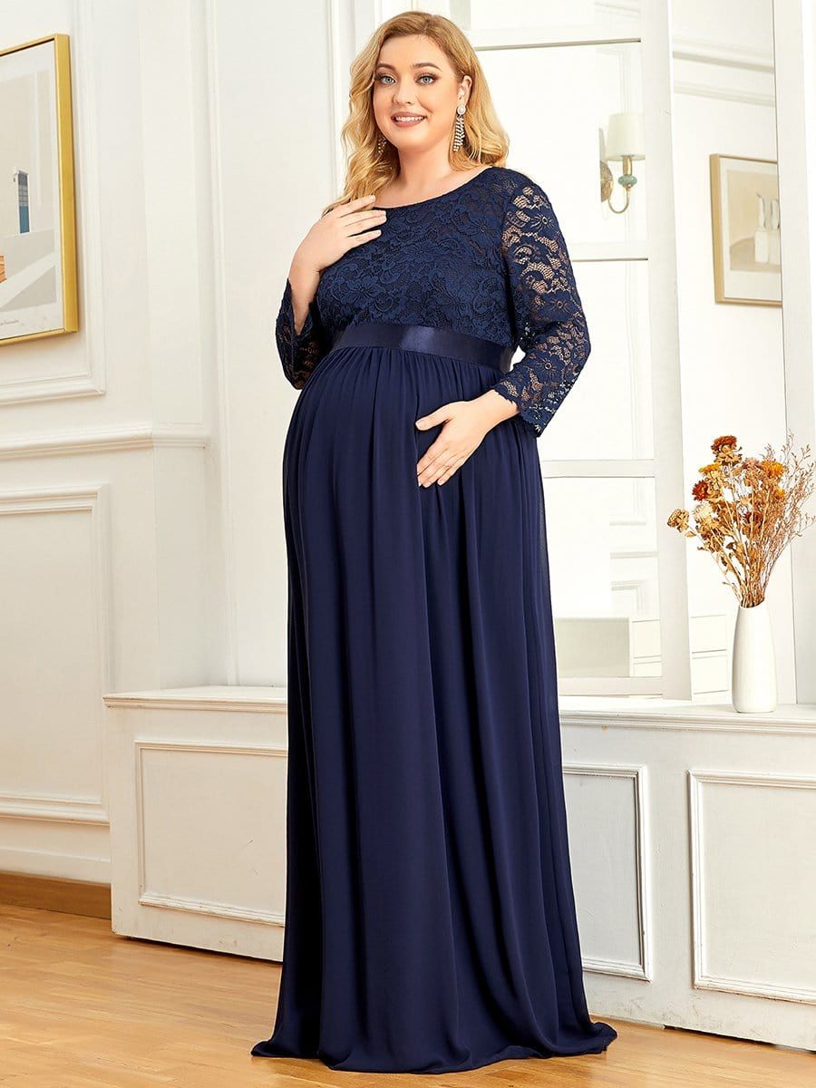 Plus Size Sweetheart 3/4 Sleeve Floor-Length Lace Maternity Dress sold by Ever Pretty product image thumbnail 19