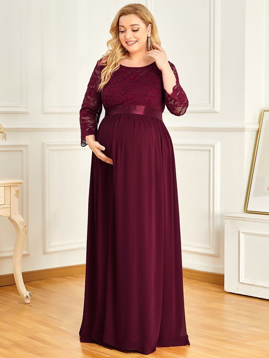 Plus Size Sweetheart 3/4 Sleeve Floor-Length Lace Maternity Dress sold by Ever Pretty product image thumbnail 16