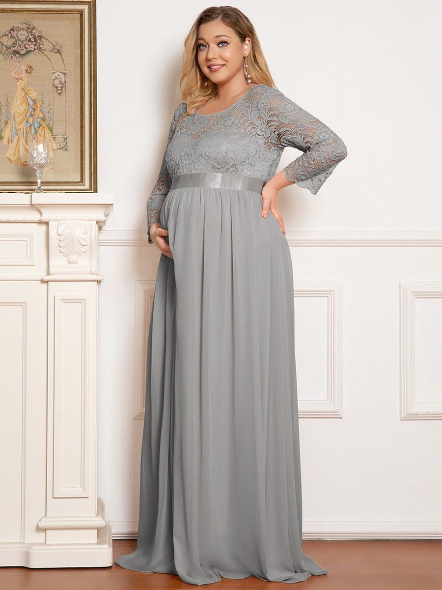 Plus Size Sweetheart 3/4 Sleeve Floor-Length Lace Maternity Dress sold by Ever Pretty product image thumbnail 10