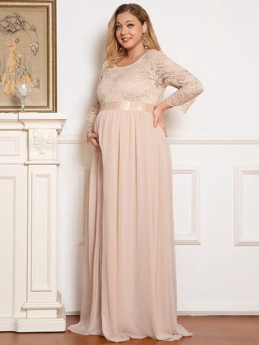 Plus Size Sweetheart 3/4 Sleeve Floor-Length Lace Maternity Dress sold by Ever Pretty product image thumbnail 7