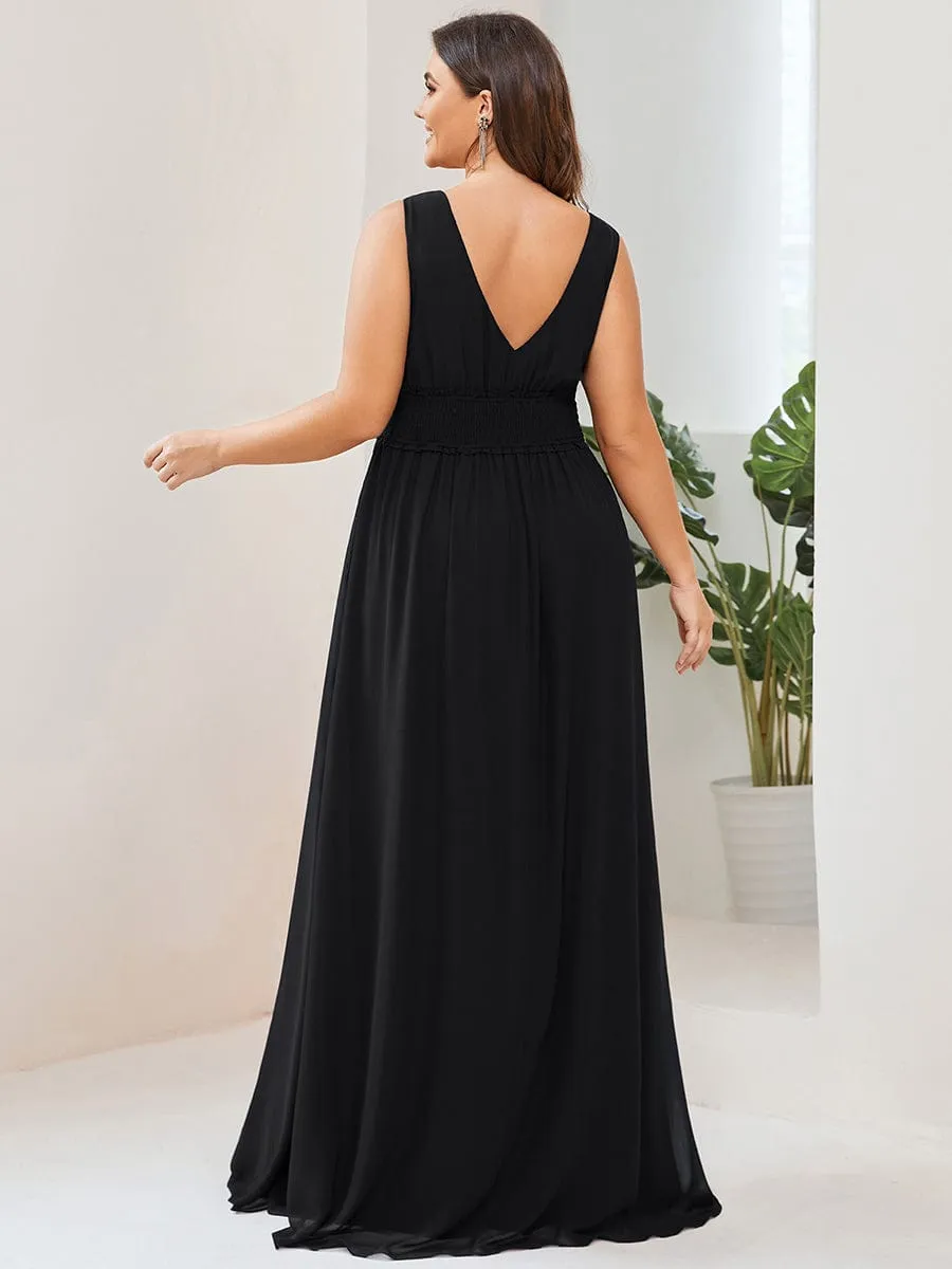 Plus Size V-Neck Sleeveless Pleated Chiffon Bridesmaid Dress sold by Ever Pretty product image thumbnail 4