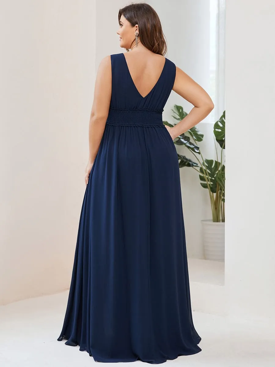 Plus Size V-Neck Sleeveless Pleated Chiffon Bridesmaid Dress sold by Ever Pretty product image thumbnail 2