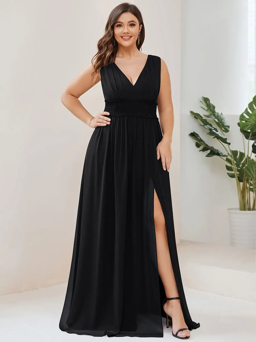 Plus Size V-Neck Sleeveless Pleated Chiffon Bridesmaid Dress sold by Ever Pretty product image thumbnail 3