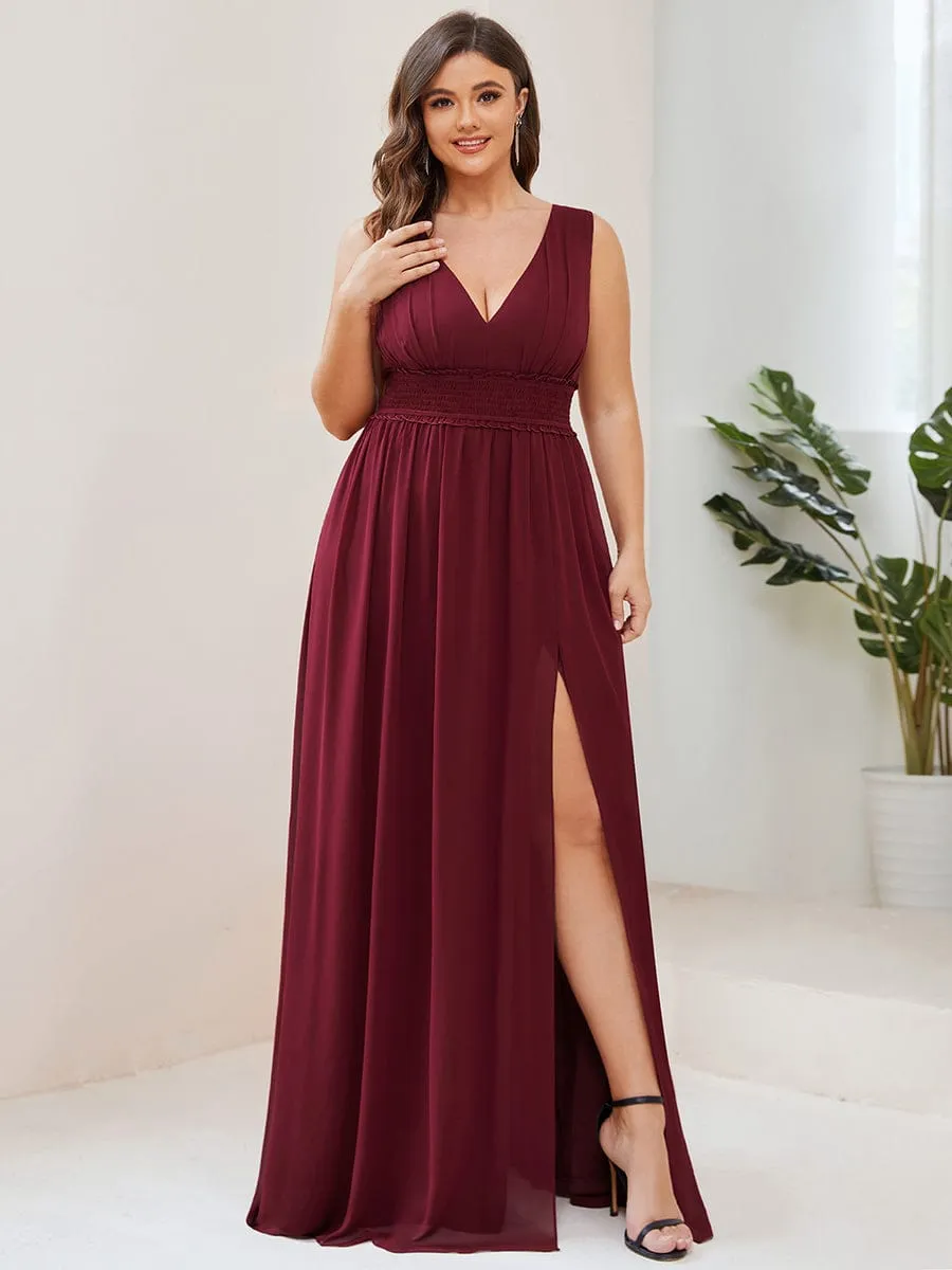 Plus Size V-Neck Sleeveless Pleated Chiffon Bridesmaid Dress sold by Ever Pretty product image thumbnail 5