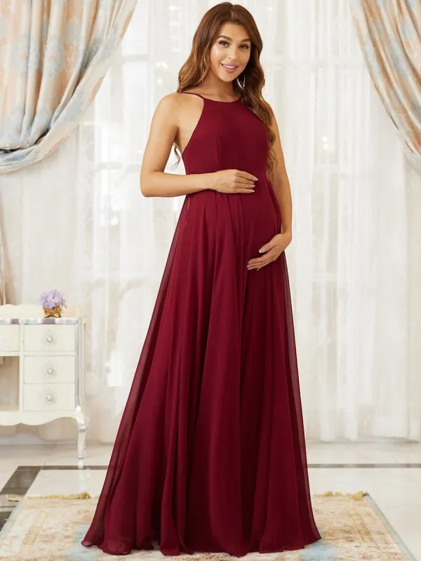 Elegant Halter Top Tulle A-Line Maternity Dress sold by Ever Pretty