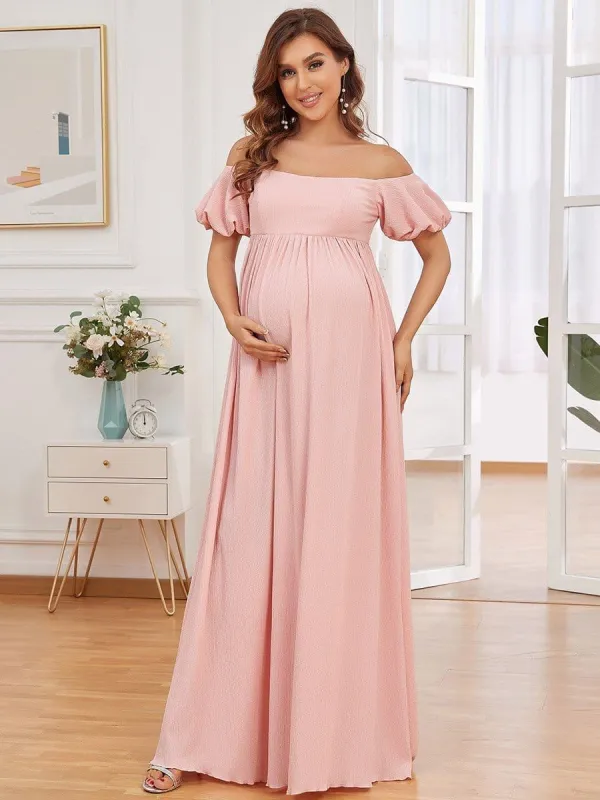 Off-Shoulder Puff Sleeve Maternity Dress made by Ever Pretty