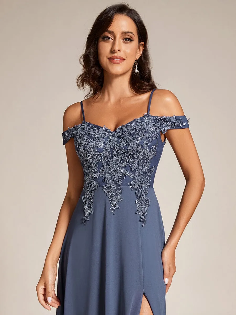 Custom Size Cold Shoulder Sequin Side Slit Evening Dresses sold by Ever Pretty product image thumbnail 3