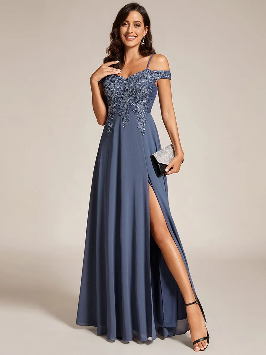 Custom Size Cold Shoulder Sequin Side Slit Evening Dresses sold by Ever Pretty product image thumbnail 4