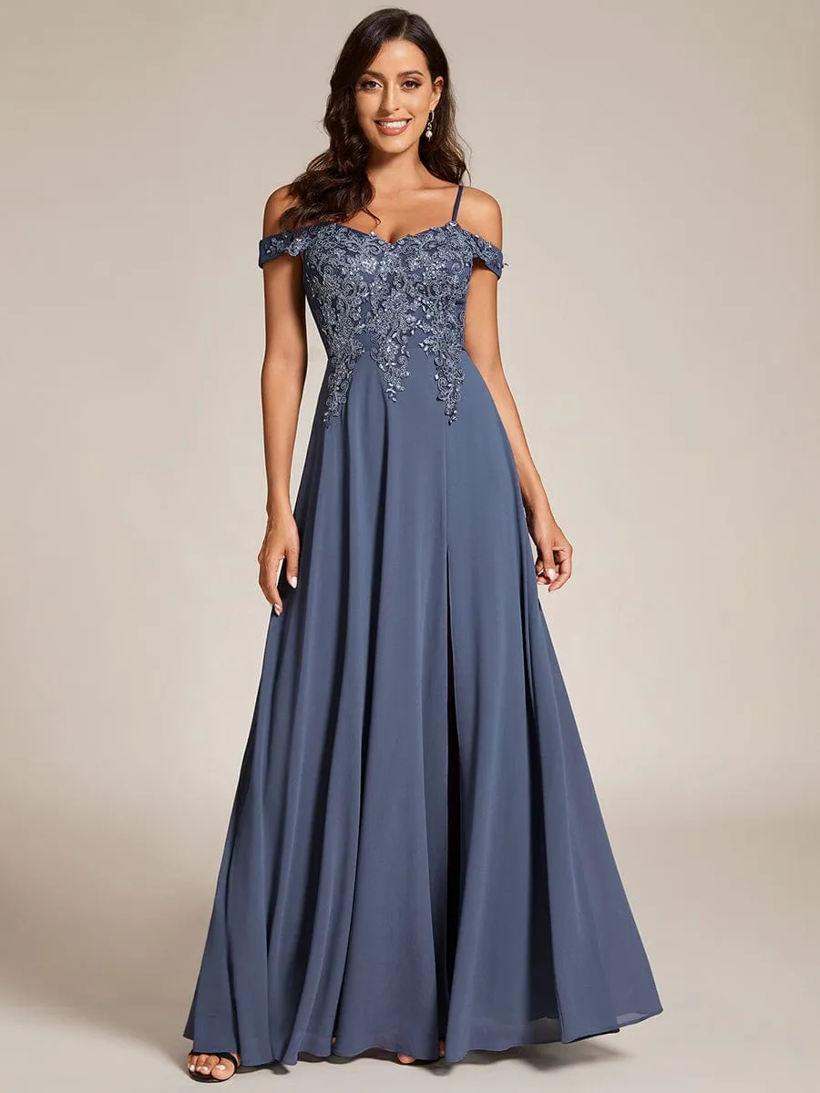Custom Size Cold Shoulder Sequin Side Slit Evening Dresses sold by Ever Pretty product image thumbnail 5