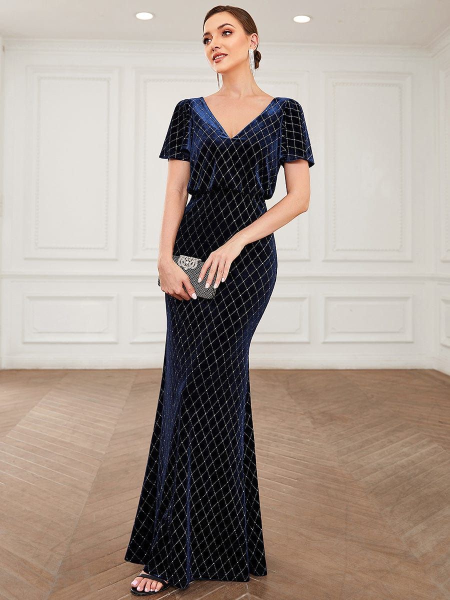 Velvet V-Neck Sparkly Bodycon Evening Dress sold by Ever Pretty product image thumbnail 5