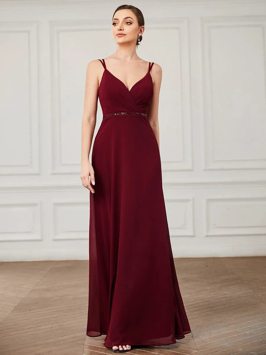 V-neck Pleated Spaghetti Strap Chiffon Bridesmaid Dress sold by Ever Pretty