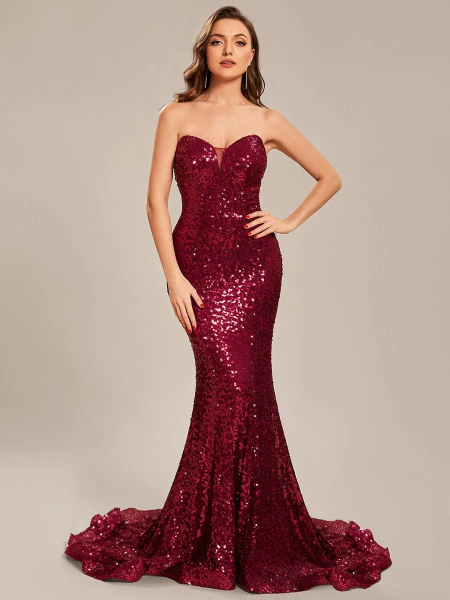 Custom Size Strapless Sweetheart Long Bodycon Sequin Prom Dress sold by Ever Pretty product image thumbnail 4