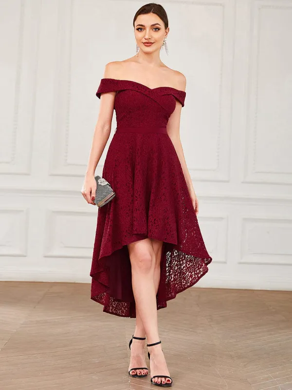 Off Shoulder Sweetheart High-Low Bridesmaid Dress sold by Ever Pretty