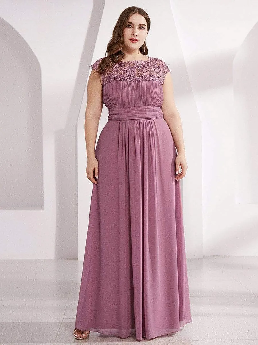 Plus Size Elegant Maxi Long Lace Cap Sleeve Bridesmaid Dress sold by Ever Pretty product image thumbnail 3
