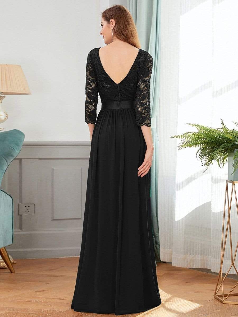 See-Through Floor Length Lace Evening Dress with Half Sleeve sold by Ever Pretty product image thumbnail 5