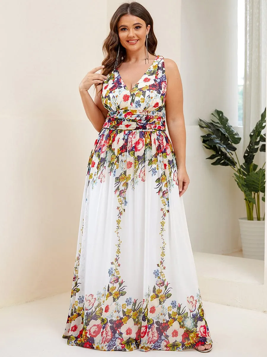 Plus Size Sleeveless V-Neck Chiffon Semi Formal Maxi Dress sold by Ever Pretty product image thumbnail 4