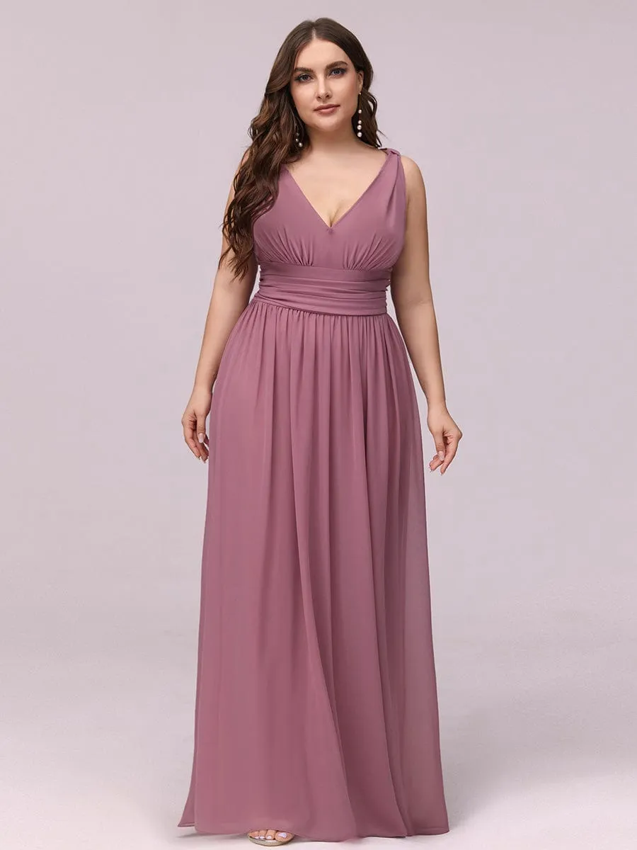 Plus Size Sleeveless V-Neck Chiffon Semi Formal Maxi Dress sold by Ever Pretty product image thumbnail 5