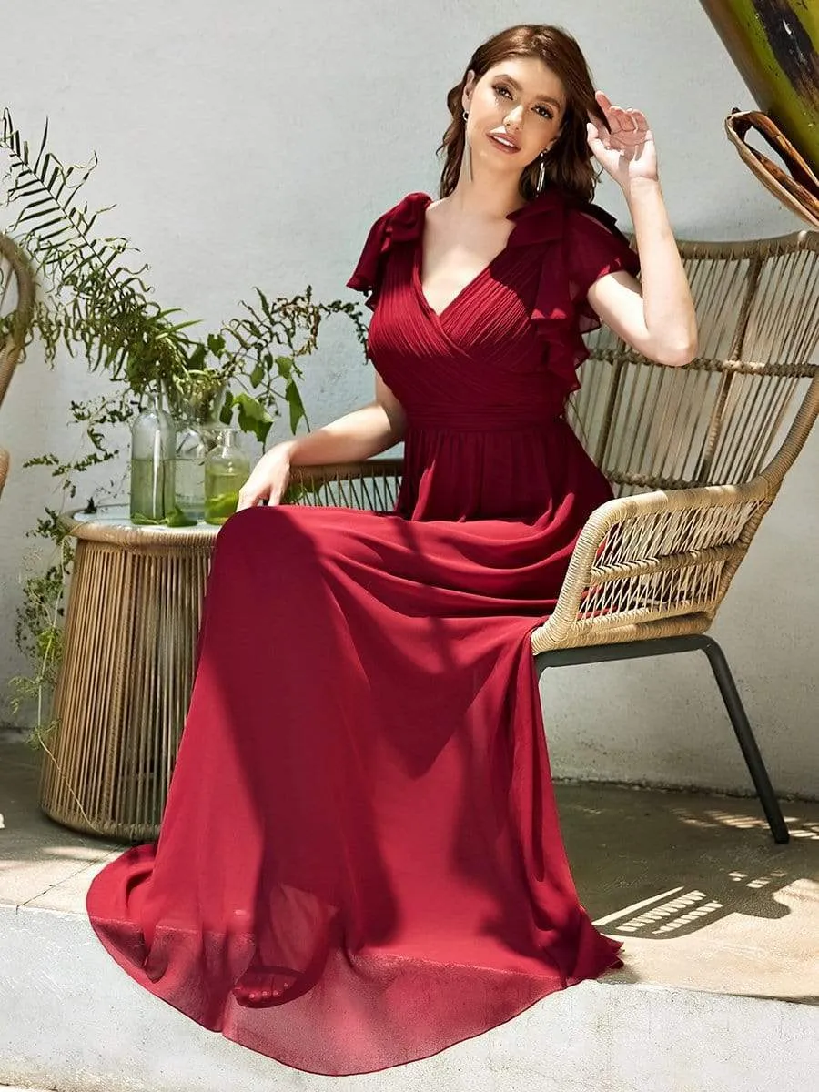 ever AVELYN|Elegant Pleated Bodice Ruffles Sleeves Chiffon Evening Dress sold by Ever Pretty product image thumbnail 3