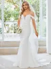 Spaghetti Strap Mermaid Pleated Deep V-Neck Wedding Dress sold by Ever Pretty