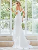 Spaghetti Strap Mermaid Pleated Deep V-Neck Wedding Dress sold by Ever Pretty