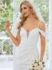 Spaghetti Strap Mermaid Pleated Deep V-Neck Wedding Dress sold by Ever Pretty