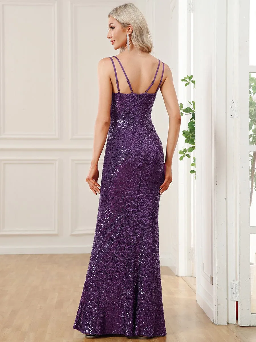 Double Spaghetti Strap Sequin Bodycon Formal Evening Dress sold by Ever Pretty product image thumbnail 2