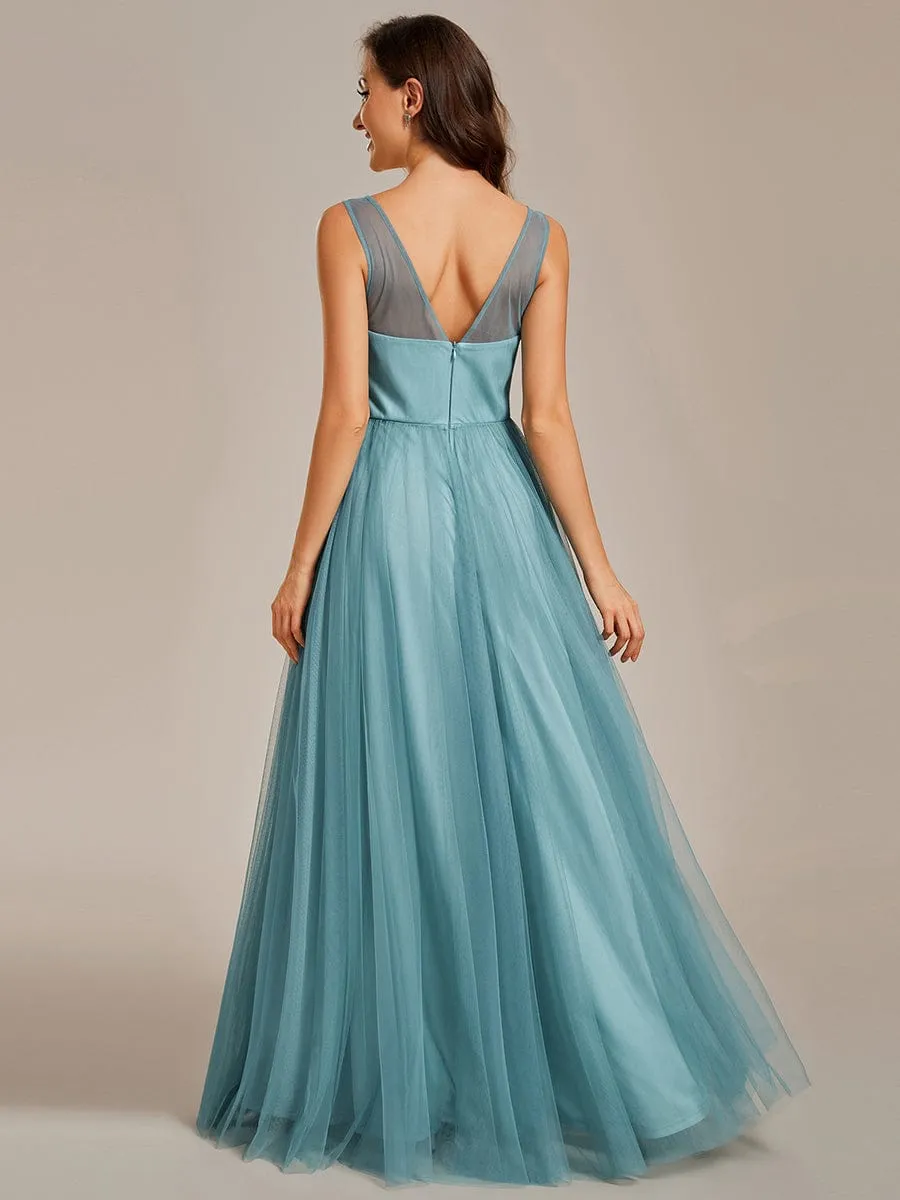 See-Through Shoulder Strap Flower Decoration Tulle Bridesmaid Dress sold by Ever Pretty product image thumbnail 5