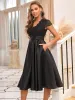 ever HARLEY|Romantic V-neck Lace Bodice Wedding Guest Dress with Pockets sold by Ever Pretty