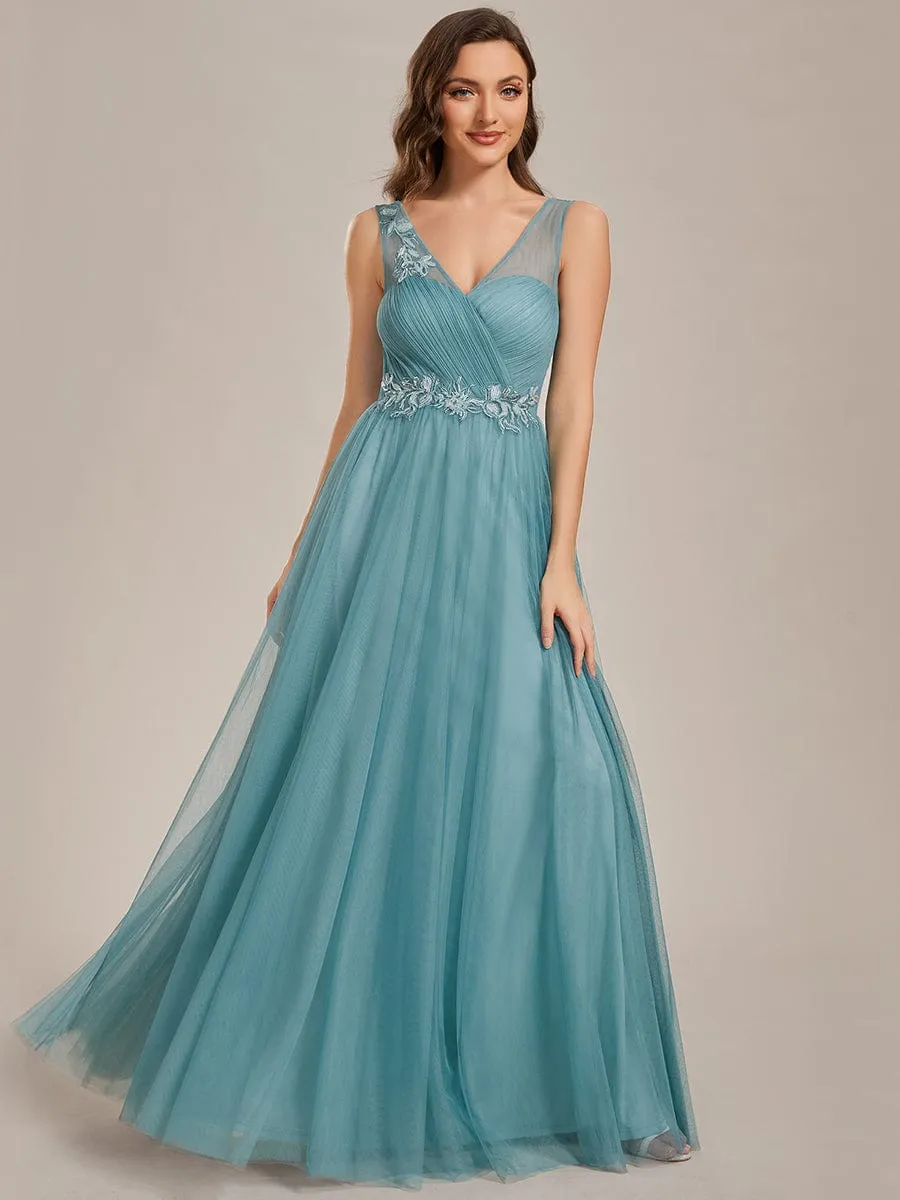 See-Through Shoulder Strap Flower Decoration Tulle Bridesmaid Dress sold by Ever Pretty product image thumbnail 4