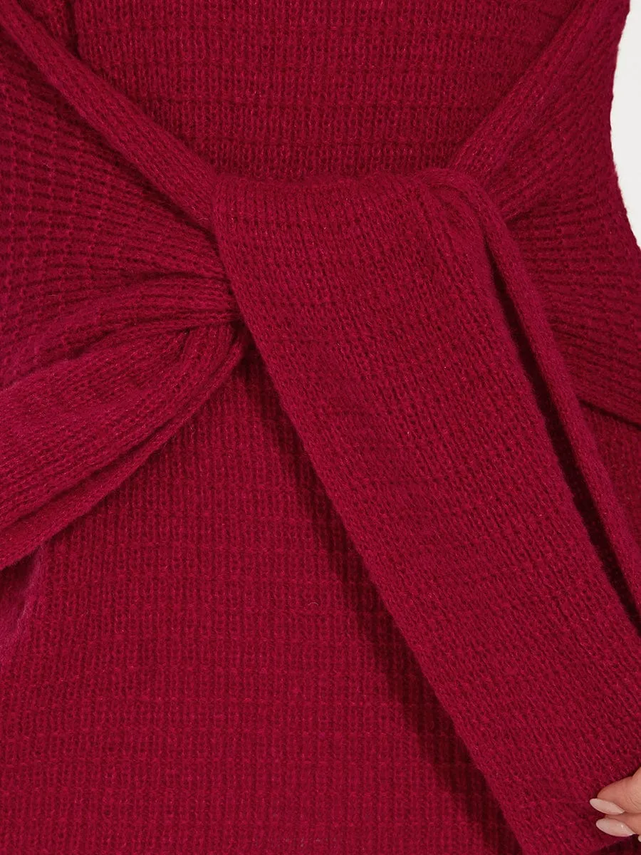 ever SUSIE|Bodycon Tie Waist Long Sleeve Ribbed Knit Sweater Dress sold by Ever Pretty product image thumbnail 5